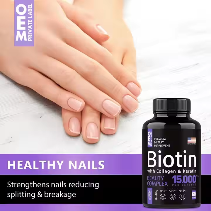 Biotine 15000 MCG avec Collagène et Kératine - Complexe Beauté Premium