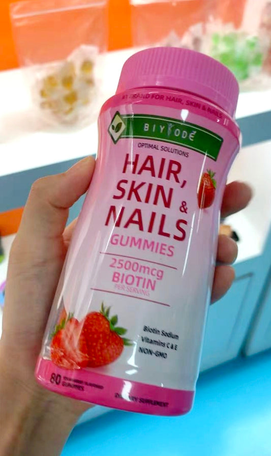 OEM Collagène Santé Suppléments Biotine Fraise Vitamine Cheveux Gommes pour la Peau et les Ongles pour les Cheveux, la Peau et les Ongles Gommes