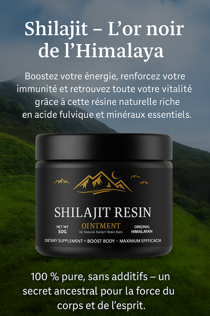 Découvrez la puissance du Shilajit de l’Himalaya – une résine pure, riche en acide fulvique et en minéraux essentiels, conçue pour booster votre énergie, renforcer votre immunité et soutenir votre vitalité au quotidien.